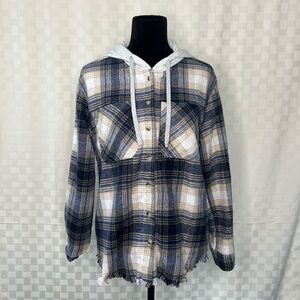 Juniors' WallFlower Flannel Hooded Shacket